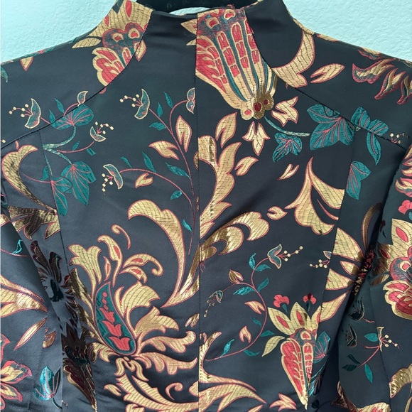 Soft Surroundings Floral Brocade Asian-Inspired Jacket Black Gold Red Size M - Picture 9 of 10